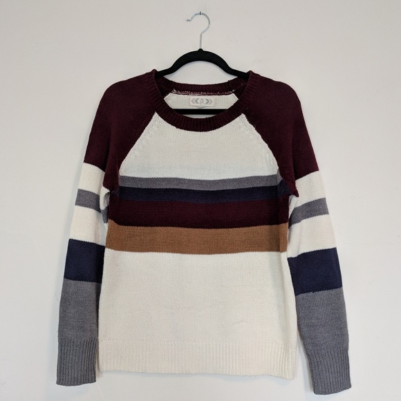 Pink Rose Sweaters - Pink Rose Colorblock Crew Sweater / L